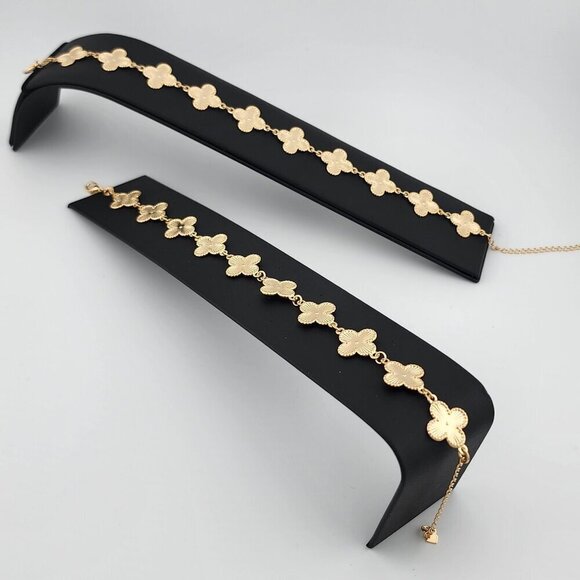 Brand New Brazilian 18k Gold Filled 10 Clover Anklet - Picture 1 of 8